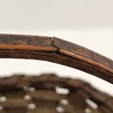 New England Antique Splint Basket with Carved Wood Handle