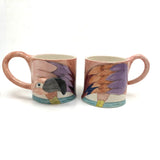 Hand-painted Elaine Bolz Studio Pottery Flamingo Mugs, c. 1980s, A Pair