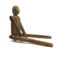Antique Carved, Jointed Figure with Hand-drawn Face and Button Front