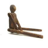 Antique Carved, Jointed Figure with Hand-drawn Face and Button Front