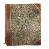 1838 Blank Ledger with Hand-Marbled Cover and Leather Spine