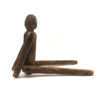 Antique Carved, Jointed Figure with Hand-drawn Face and Button Front