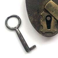 Great Antique D.M. & Co. Heart-shaped Smokehouse Padlock with Key