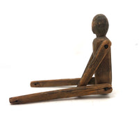Antique Carved, Jointed Figure with Hand-drawn Face and Button Front