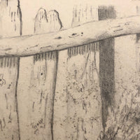 F. Barber 19th Century British Pencil Drawing "Deer in the Underbrush"