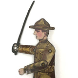 WWI Rare Tin Litho Jointed "Sammy" Soldier with Sword