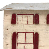 Wooden Folk Art House with Tin Roof and Red Shutters