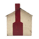 Wooden Folk Art House with Tin Roof and Red Shutters