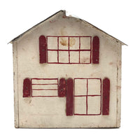 Wooden Folk Art House with Tin Roof and Red Shutters