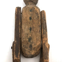 Antique Carved, Jointed Figure with Hand-drawn Face and Button Front