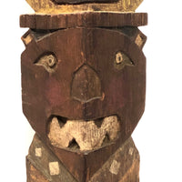 Fantastic Large (21" Tall) 1930s Boy Scout Carved Polychrome Totem Pole