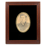 Antique Pencil Drawn Portrait of Handsome Young Man with Eglomise Frame