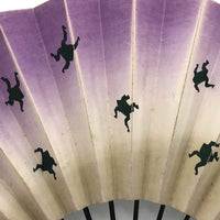 Wonderful Antique Hand-painted, Double Side Fan with Frogs, Moon, Owl, Origami