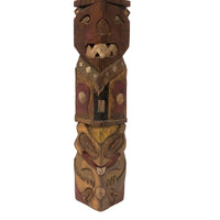 Fantastic Large (21" Tall) 1930s Boy Scout Carved Polychrome Totem Pole
