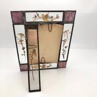 Handmade Vintage Stained Glass and Pressed Flowers Picture Frame