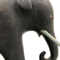 Early 20th Century Beautifully Carved and Painted Folk Art Elephant with Tusks