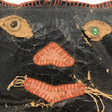 Fantastic Old Folk Art Oil Cloth Black Cat with Whiskers and Trousers