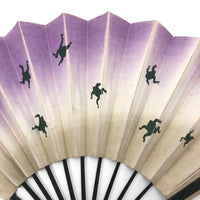 Wonderful Antique Hand-painted, Double Side Fan with Frogs, Moon, Owl, Origami