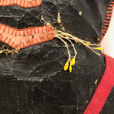 Fantastic Old Folk Art Oil Cloth Black Cat with Whiskers and Trousers