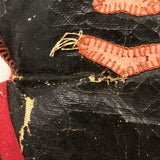 Fantastic Old Folk Art Oil Cloth Black Cat with Whiskers and Trousers