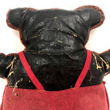 Fantastic Old Folk Art Oil Cloth Black Cat with Whiskers and Trousers