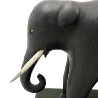 Early 20th Century Beautifully Carved and Painted Folk Art Elephant with Tusks