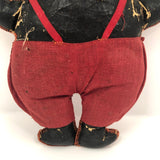 Fantastic Old Folk Art Oil Cloth Black Cat with Whiskers and Trousers