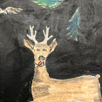 German 1943 R. Schmidt Woodland Animals Mixed Media Drawing