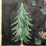 German 1943 R. Schmidt Woodland Animals Mixed Media Drawing