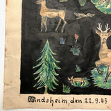 German 1943 R. Schmidt Woodland Animals Mixed Media Drawing