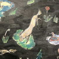 German 1943 R. Schmidt Woodland Animals Mixed Media Drawing
