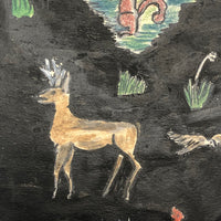 German 1943 R. Schmidt Woodland Animals Mixed Media Drawing