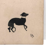 1904 Hand-drawn Postcard, Black Ink Dog Silhouettes