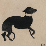 1904 Hand-drawn Postcard, Black Ink Dog Silhouettes