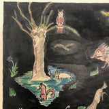 German 1943 R. Schmidt Woodland Animals Mixed Media Drawing