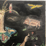 German 1943 R. Schmidt Woodland Animals Mixed Media Drawing