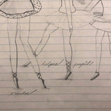 Teacher, Helper and Pupil, 1957 Naive Pencil Drawing of Ballerinas!