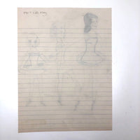 Teacher, Helper and Pupil, 1957 Naive Pencil Drawing of Ballerinas!