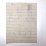 Teacher, Helper and Pupil, 1957 Naive Pencil Drawing of Ballerinas!