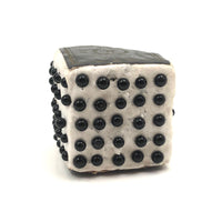 Pratt & Farmer Black Glass Beaded Pin Cube