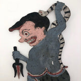 Indonesian Antique Wayang Kulit Shadow Puppet with Snake and Pitchfork