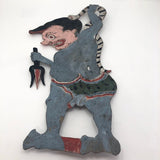Indonesian Antique Wayang Kulit Shadow Puppet with Snake and Pitchfork