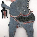 Indonesian Antique Wayang Kulit Shadow Puppet with Snake and Pitchfork