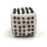 Pratt & Farmer Black Glass Beaded Pin Cube
