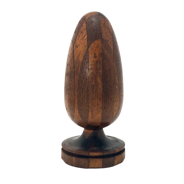 Checkerboard Parquetry Treen Egg Shaped Finial