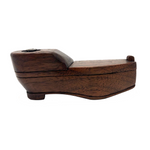 Shoe-Shaped Antique Wooden Snuff Box with Puzzle Lid