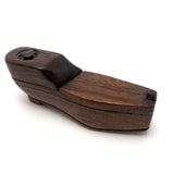 Shoe-Shaped Antique Wooden Snuff Box with Puzzle Lid