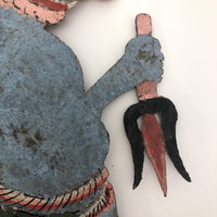 Indonesian Antique Wayang Kulit Shadow Puppet with Snake and Pitchfork
