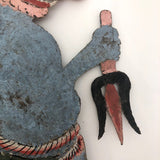 Indonesian Antique Wayang Kulit Shadow Puppet with Snake and Pitchfork