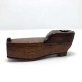 Shoe-Shaped Antique Wooden Snuff Box with Puzzle Lid